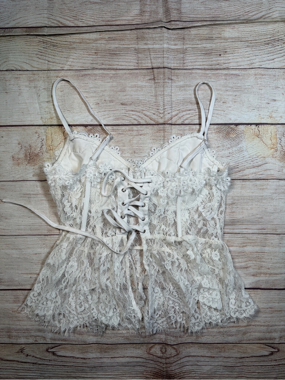Delicate Dainty Whimsigoth Fairy Sheer Lace Fringe Bustier Camisole - Picture 4 of 9